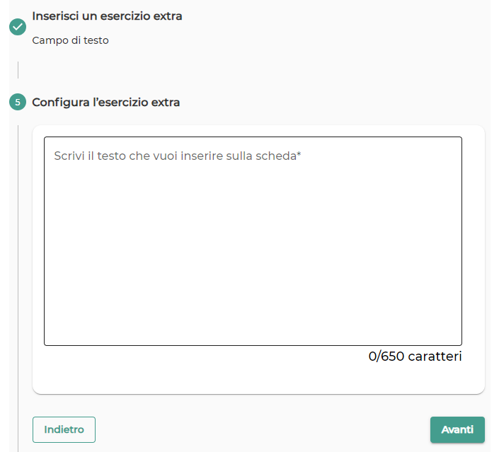 Configurazione dell'Esercizio extra Campo di testo.