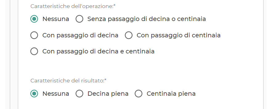 Scelta delle caratteristiche dell'operazione e del risultato.
